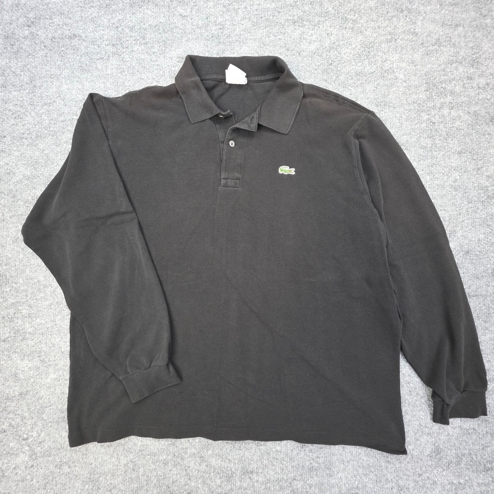 Lacoste Polo Shirt Mens 2XL (7) Black Long Sleeve Cotton Logo Top